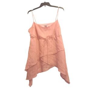 Slant Top, Women's Plus Size 2X Asymmetrical Layered Pink Spaghetti Straps, GUC